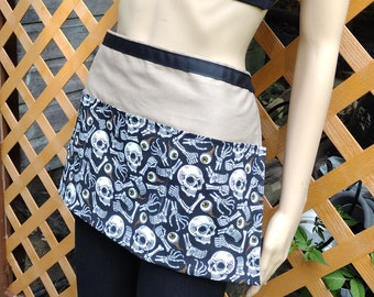 Bag of Bones Pocket Vendor Half Apron Licensed Fabric Goth Halloween Ready to Ship