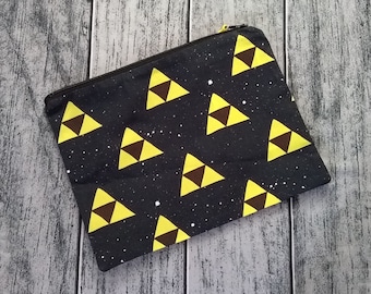 Borsa per il trucco cosmetico con cerniera a forma di piramide triangolare gialla pronta per la spedizione