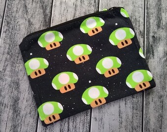 Magical Kawaii Shrooms Zipper Pouch Cosmetic Makeup Bag Mushrooms Ready to Ship