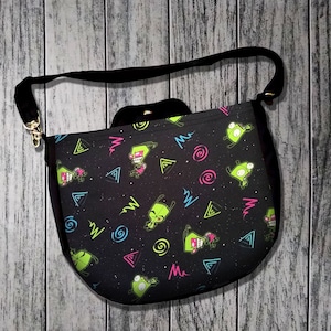 Invader Zim Premium Cross Body Purse Roomy Messenger Bag Festival Adjustable Strap with Inside Pocket