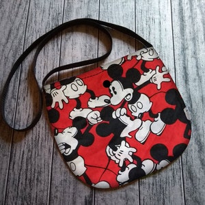 Mickey Mouse Vintage FAbric Cross Body Unisex Bag Purse Tote Festival Handmade to Order