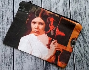 Princess Leia Poly Mesh Zipper Pouch Cosmetic Makeup Bag Handmade to Order