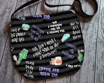 Alice in Wonderland Quotes Cross Body Unisex Bag Wonderland Purse Tote Festival Ready to Ship