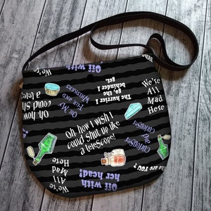 Alice in Wonderland Quotes Cross Body Unisex Bag Wonderland Purse Tote Festival Ready to Ship