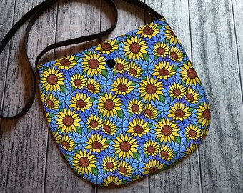 Sunflower Skies Stained Glass Style Cross Body Unisex Bag Purse Tote Festival Handmade to Order
