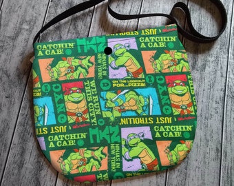 TMNT Captions Cross Body Unisex Bag Purse Tote Festival Ninja Turtles Handmade to Order