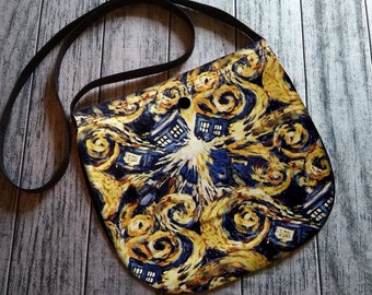 Explodierende Tardis Cross Body Unisex Tasche Geldbörse Tote Festival handgemacht, um zu bestellen