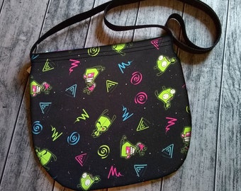 Invader Zim Cross Body Unisex Tasche Geldbörse Tote Festival handgemacht auf Bestellung