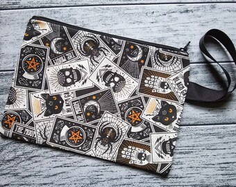 Mystical Cards Wristlet Clutch Bag Purse Goth Fortune Handmade to Order