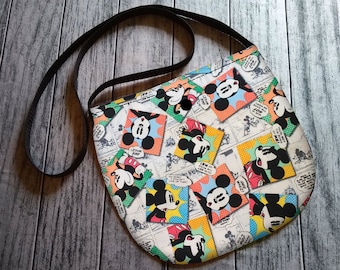 Mickey Mouse News Cross Body Unisex Bag Purse ToteFestival Handmade to Order