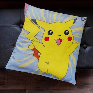 Pikachu Pillow Case Pillowcase Vintage Reconstruction Fabric Home Decor Gift Handmade to Order