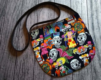 Day of the Dead Los Novios Cross Body Unisex Bag Purse Tote Festival Handmade to Order