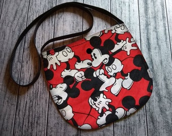 Mickey Mouse Vintage FAbric Cross Body Unisex Bag Purse Tote Festival Handmade to Order