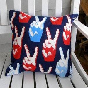 Peace Hands Pillow Case Funda de almohada Tela Decoración del hogar Hecho a mano a pedido