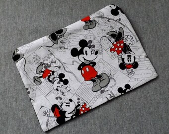 Mickey Minnie Mouse News Poly Mesh Zipper Pouch Cosmetic Makeup Bag Handmade to Order