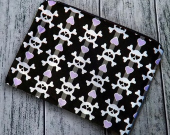 Skull and Crossbones Poly Mesh Zipper Pouch Cosmetic Makeup Bag Ready to Ship