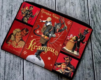 Krampus Poly Mesh Zipper Pouch Cosmetic Makeup Bag Ready to Ship