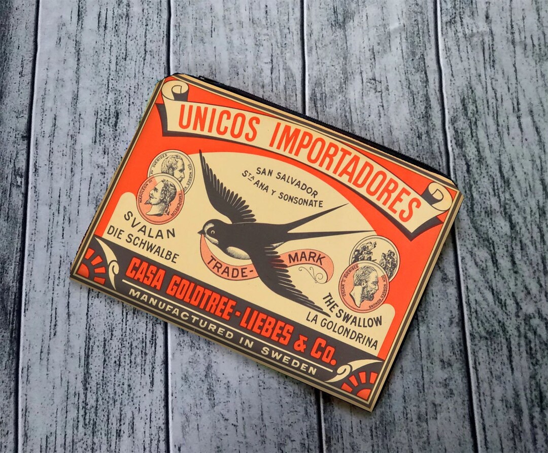 Swallow Matchbox Reproduction Zipper Pouch Cosmetic Makeup Bag Handmade ...