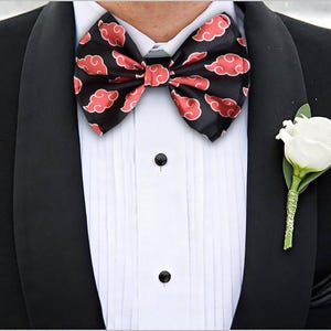 Akatsuki Cloud Pre Tied Bow Tie Formal Wedding Tux Prom Geek Gamer Handmade to Order