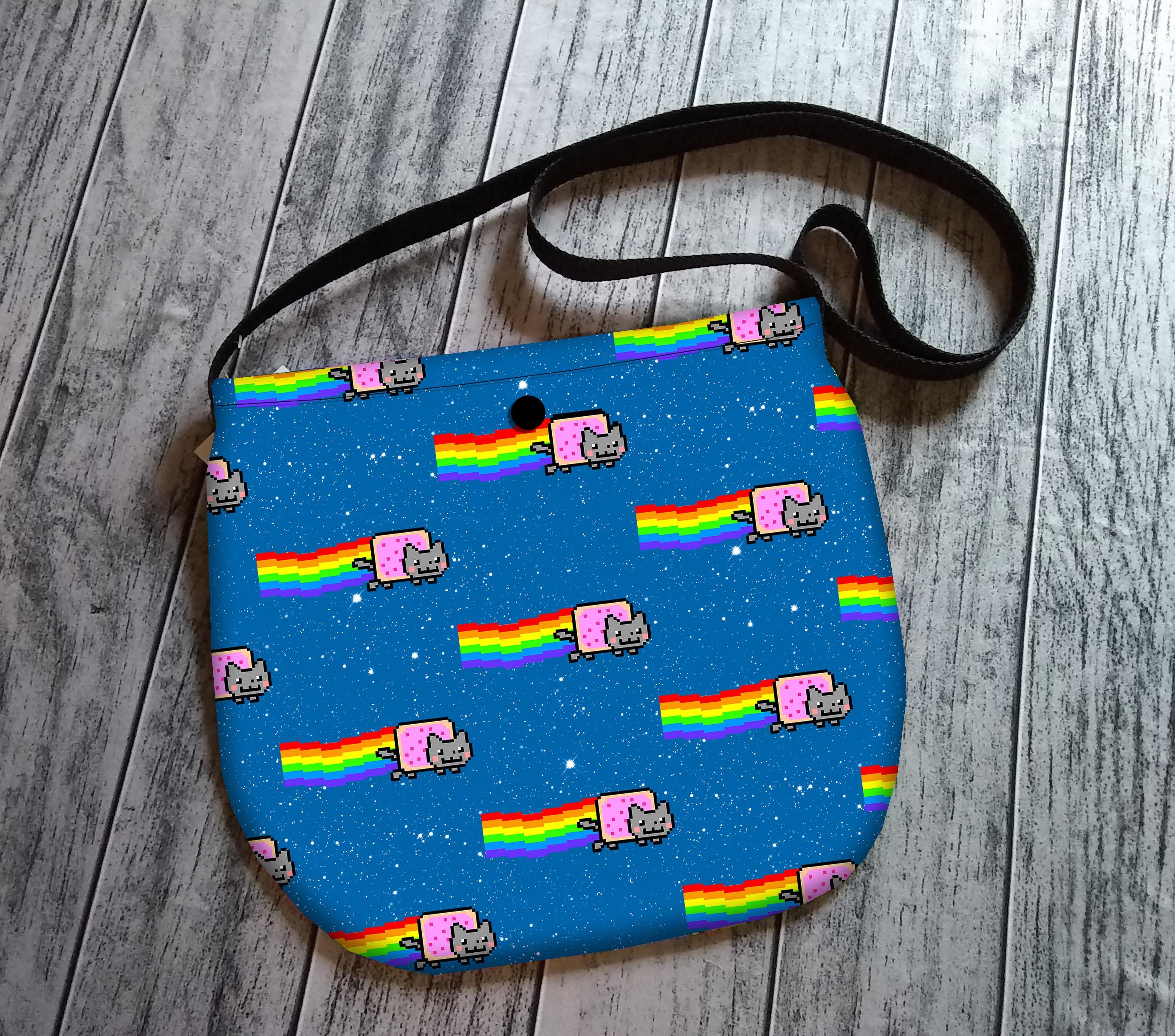 Nyan Cat Cross Body Unisex Bag Purse Tote Festival Handmade to