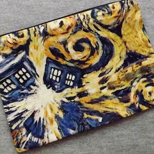 Exploderende Tardis poly-mesh zakje met rits, cosmetische make-uptas, handgemaakt op bestelling