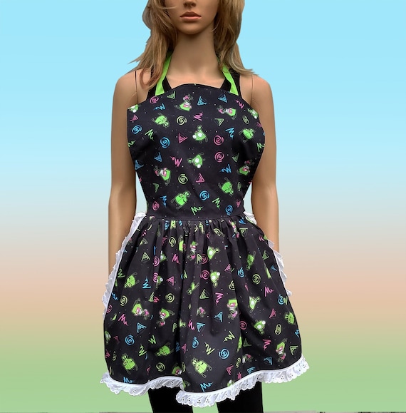 Invader Zim Full Apron Retro Ruffle Adult Pinafore Dinner Party