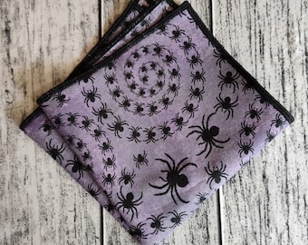 Spider Dance Pocket Square: Cotton Handkerchief Optional Bow Tie Set Handmade to Order