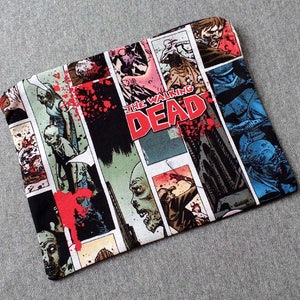 Walking Dead Poly Mesh Zipper Pouch Cosmetic Makeup Bag Handmade to Order