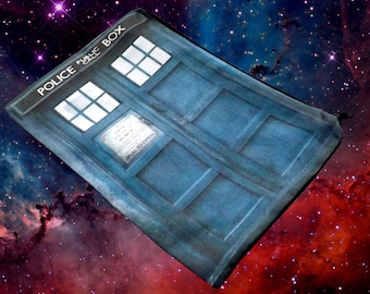 Tardis Poly Mesh Zipper Pouch Cosmetic Makeup Bag Ready to Ship