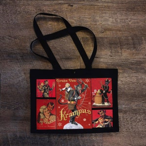 Krampus Umhängetasche Tote oder Geldbörse mit Tasche Markt Strand Laptop handgefertigt auf Bestellung
