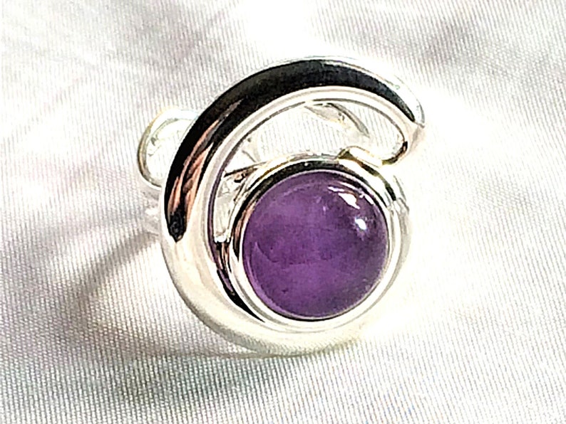 Amethyst Statement Ring Adjustable Ring Amethyst Ring Swirl Etsy