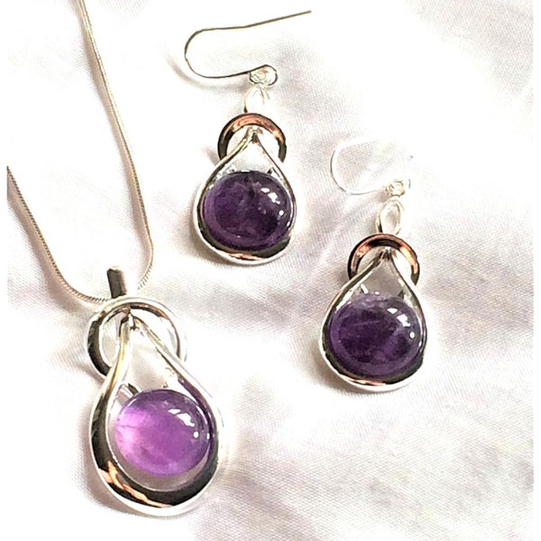 Amethyst Jewellery Set,Celtic Necklace and Earrings,Celtic Pendant,Celtic Earrings,Amethyst Necklace,Wicked Fish Design,Giftforher,Gifts