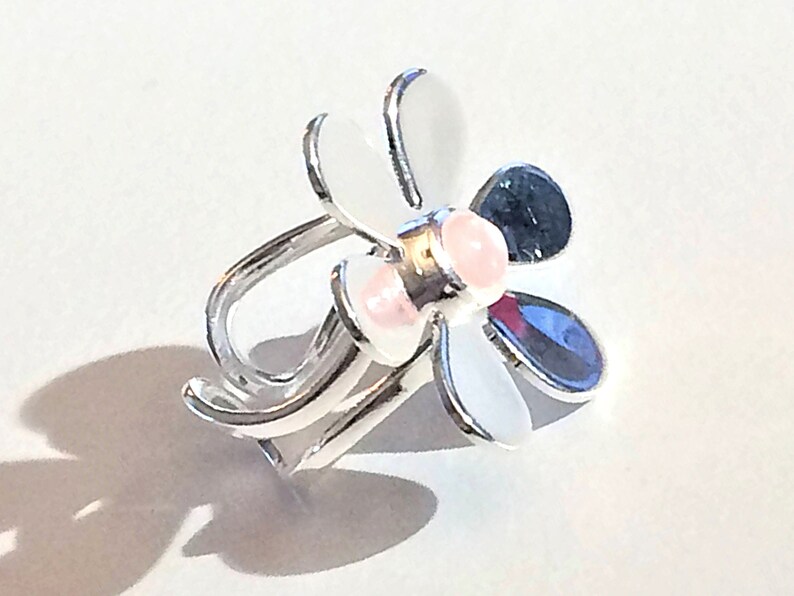 Daisy Adjustable Ring with Rose Quartz Gemstone Rose Quartz Ring Pink Stone Adjustable Ring,Easter Gift,Gift for her,Gift Idea Daisy Ring