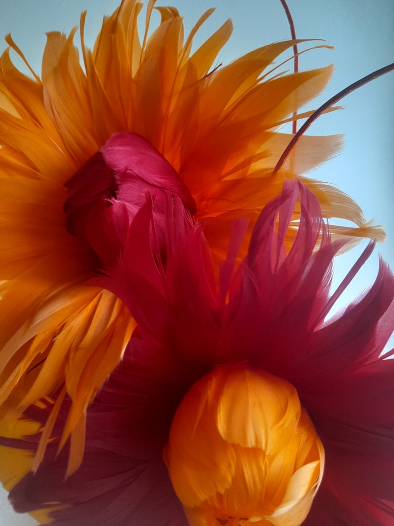 Orange and burgundy fascinator image 2