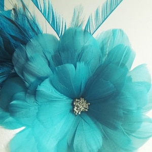 Turquoise fascinator/ Cerulean Blue image 1