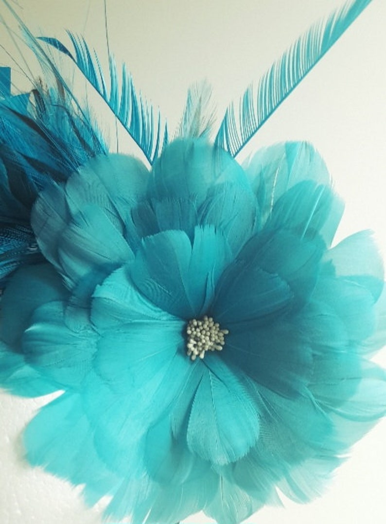 Turquoise fascinator/ Cerulean Blue image 1