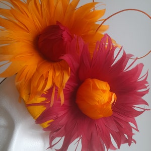 Orange and burgundy fascinator image 7