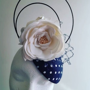 Ivory flowers fascinator/ polkadot fascinator