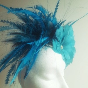 Turquoise fascinator/ Cerulean Blue image 6