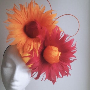 Orange and burgundy fascinator image 6