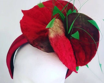 Red Arthurium flower fascinator