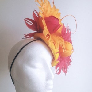 Orange and burgundy fascinator image 9