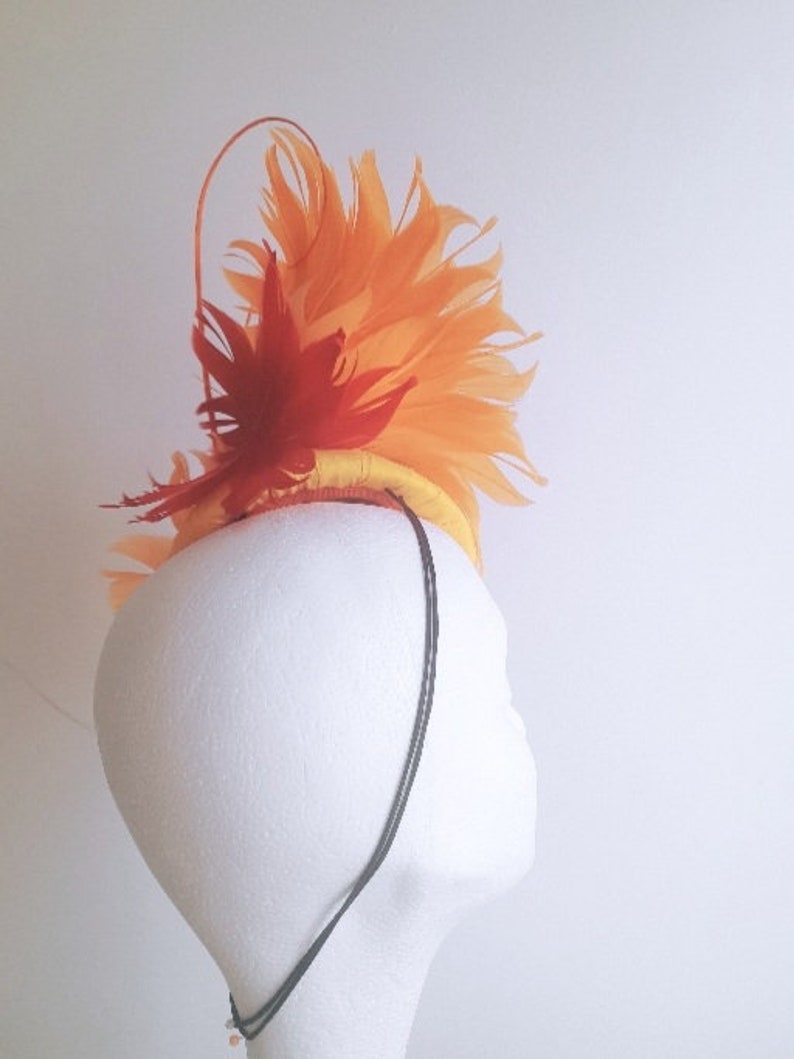 Orange and burgundy fascinator image 10