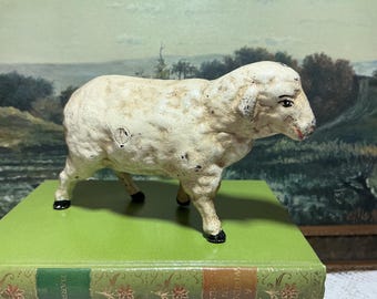 Antique Early 1900’sCast Iron White Lamb Coin Bank