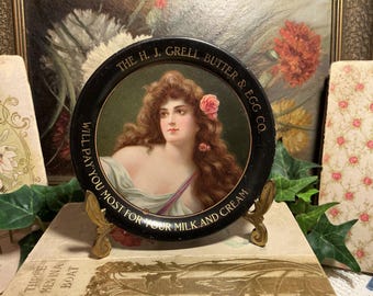 Antique Victorian Advertising Tip Tray H. J. Grell Butter And Egg Co.