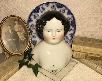 Antique Late 1800’s Victorian Large China Doll Head