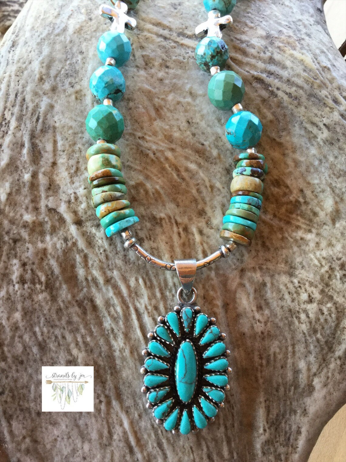 Squash Blossom Necklace Turquoise Beaded Necklace Womens Etsy