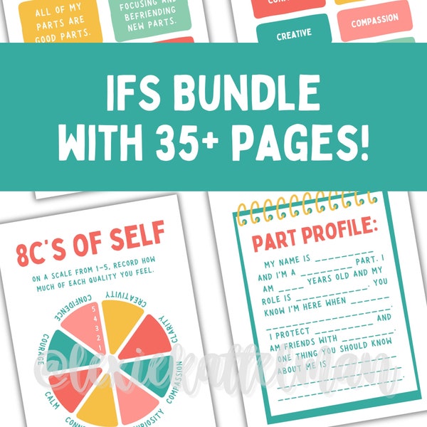 Interne Familiensysteme IFS Bundle, IFS Arbeitsblätter, IFS Poster, Therapeuten Arbeitsblätter, Teile Karten, Core Self, Journal Prompts