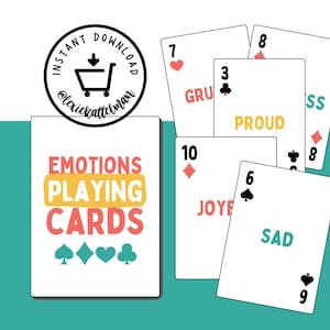 Emotions Playing Cards, Emotion Cards, Emotion Game, Mental Health Resources, Emotional Regulation, Therapist Resources, Emotions Card Game