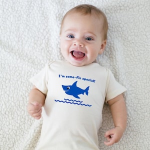 Organic Baby Shark Onesie – Funny Eco Baby Gift – Ocean Baby Shower Outfit – Made in USA